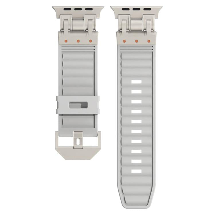 For Apple Watch 46mm / 49mm / 45mm / 44mm Mecha Stripe Texture Silicone Watch Band