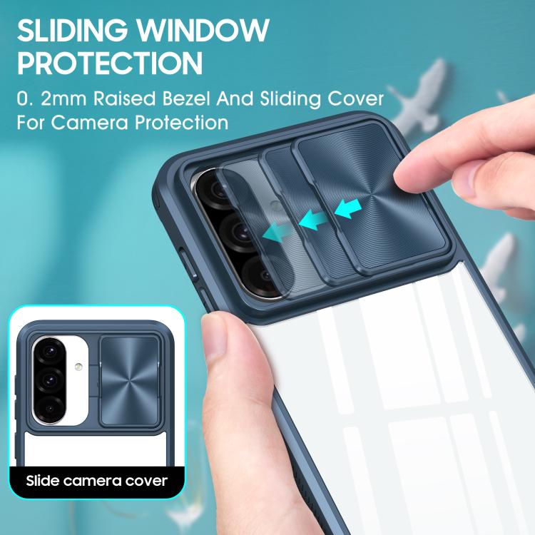 For Samsung Galaxy A26 5G Clear Acrylic + PC + TPU Lens Sliding Cover Full Coverage Phone Case