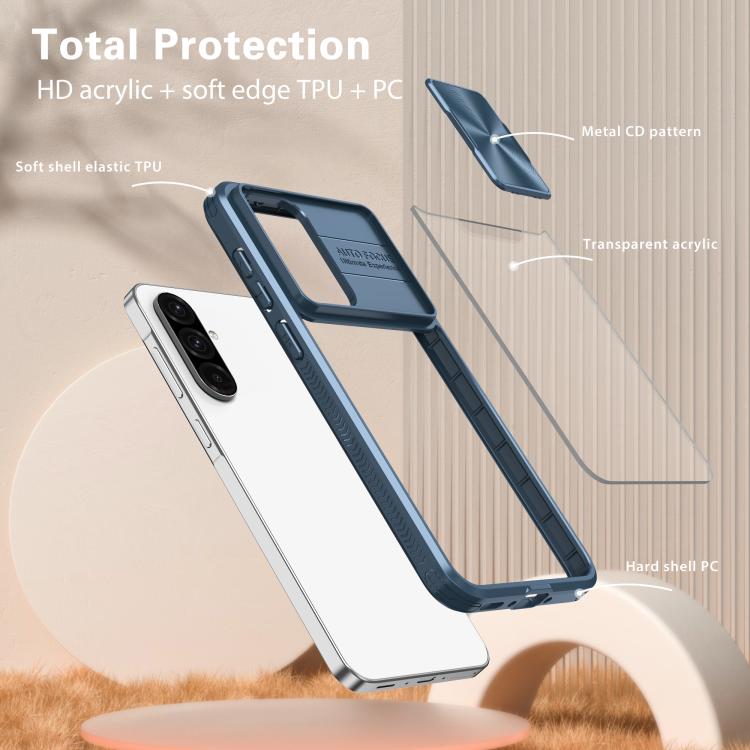 For Samsung Galaxy A26 5G Clear Acrylic + PC + TPU Lens Sliding Cover Full Coverage Phone Case