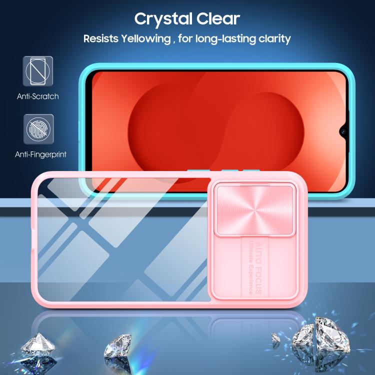 For Samsung Galaxy A26 5G Clear Acrylic + PC + TPU Lens Sliding Cover Full Coverage Phone Case