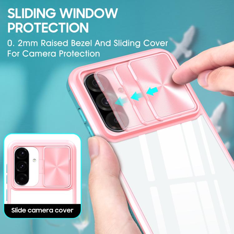 For Samsung Galaxy A26 5G Clear Acrylic + PC + TPU Lens Sliding Cover Full Coverage Phone Case