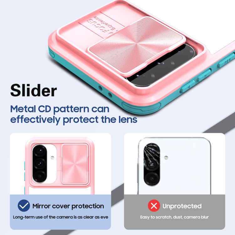 For Samsung Galaxy A26 5G Clear Acrylic + PC + TPU Lens Sliding Cover Full Coverage Phone Case