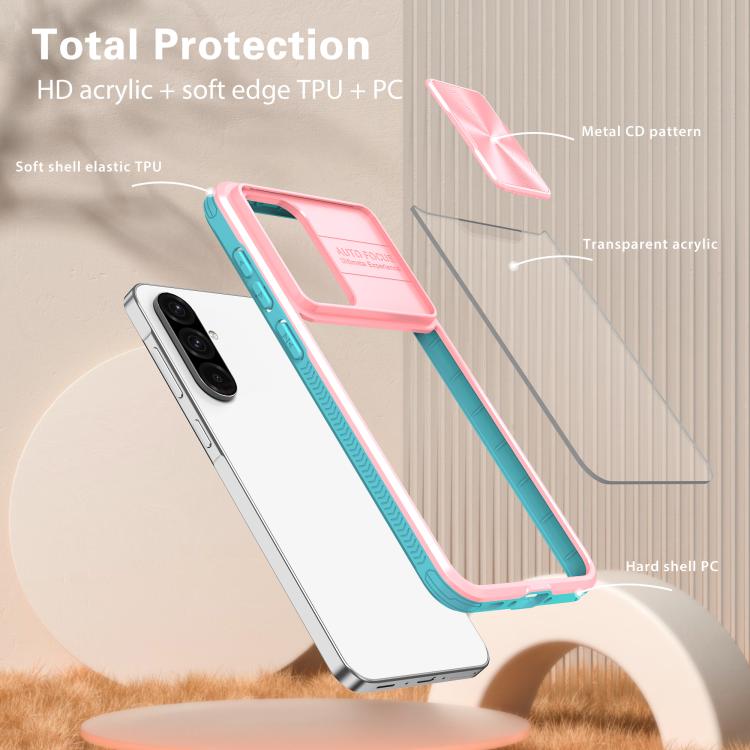 For Samsung Galaxy A26 5G Clear Acrylic + PC + TPU Lens Sliding Cover Full Coverage Phone Case
