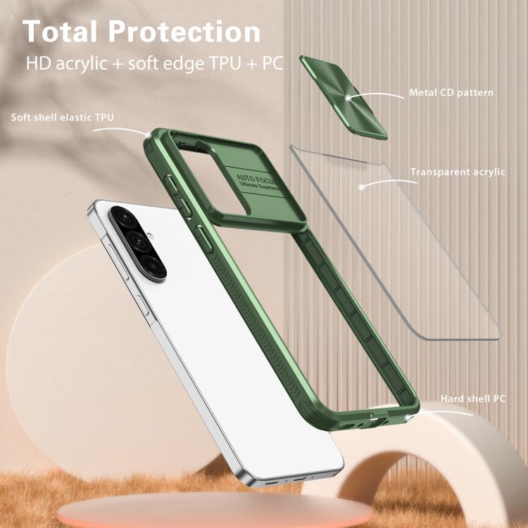 For Samsung Galaxy A26 5G Clear Acrylic + PC + TPU Lens Sliding Cover Full Coverage Phone Case