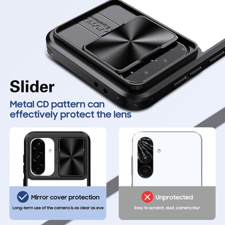 For Samsung Galaxy A26 5G Clear Acrylic + PC + TPU Lens Sliding Cover Full Coverage Phone Case