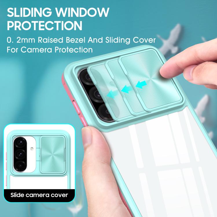 For Samsung Galaxy A26 5G Clear Acrylic + PC + TPU Lens Sliding Cover Full Coverage Phone Case
