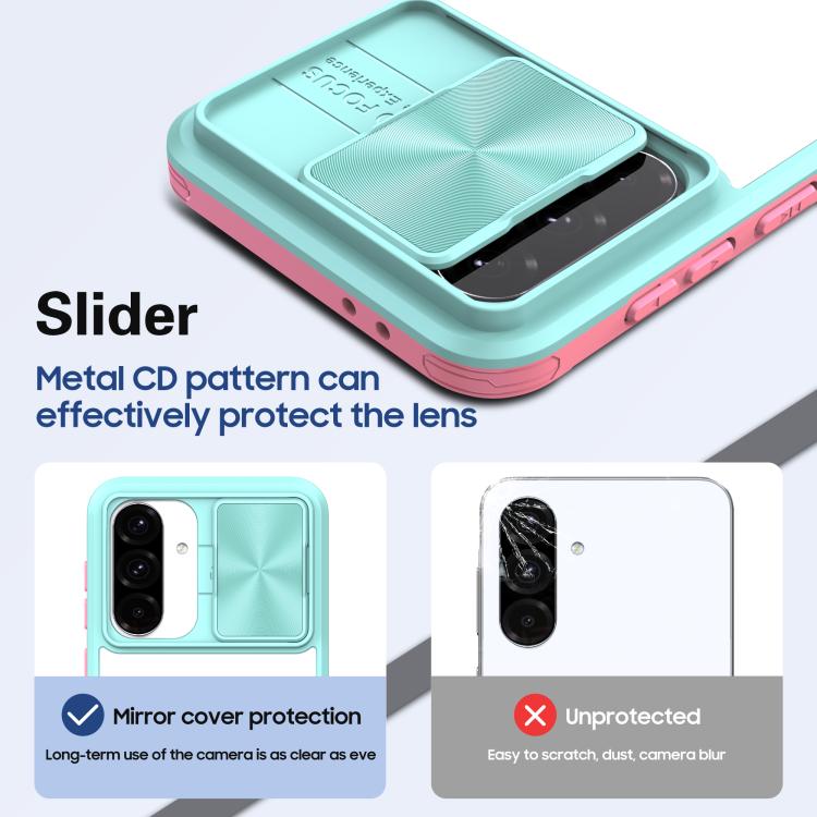 For Samsung Galaxy A26 5G Clear Acrylic + PC + TPU Lens Sliding Cover Full Coverage Phone Case
