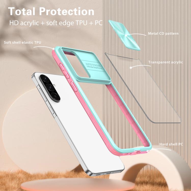 For Samsung Galaxy A26 5G Clear Acrylic + PC + TPU Lens Sliding Cover Full Coverage Phone Case