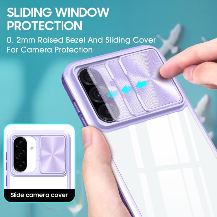 For Samsung Galaxy A26 5G Clear Acrylic + PC + TPU Lens Sliding Cover Full Coverage Phone Case
