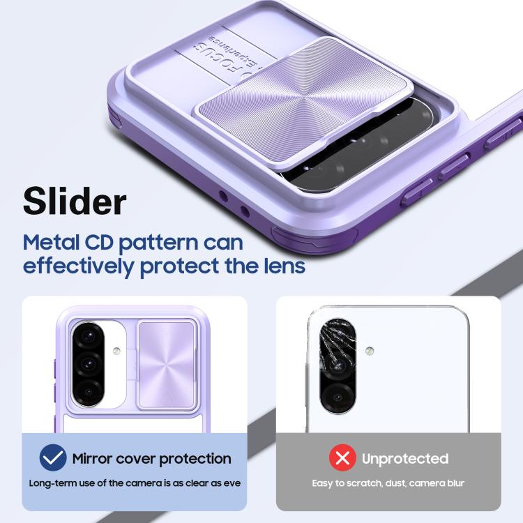 For Samsung Galaxy A26 5G Clear Acrylic + PC + TPU Lens Sliding Cover Full Coverage Phone Case