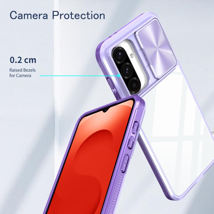 For Samsung Galaxy A26 5G Clear Acrylic + PC + TPU Lens Sliding Cover Full Coverage Phone Case