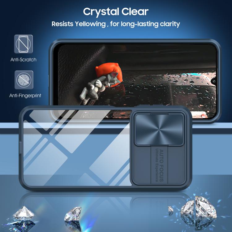 For Samsung Galaxy A16 5G Clear Acrylic + PC + TPU Lens Sliding Cover Full Coverage Phone Case