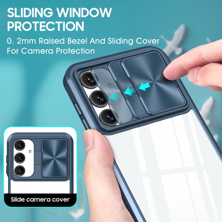For Samsung Galaxy A16 5G Clear Acrylic + PC + TPU Lens Sliding Cover Full Coverage Phone Case
