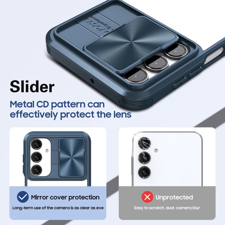 For Samsung Galaxy A16 5G Clear Acrylic + PC + TPU Lens Sliding Cover Full Coverage Phone Case