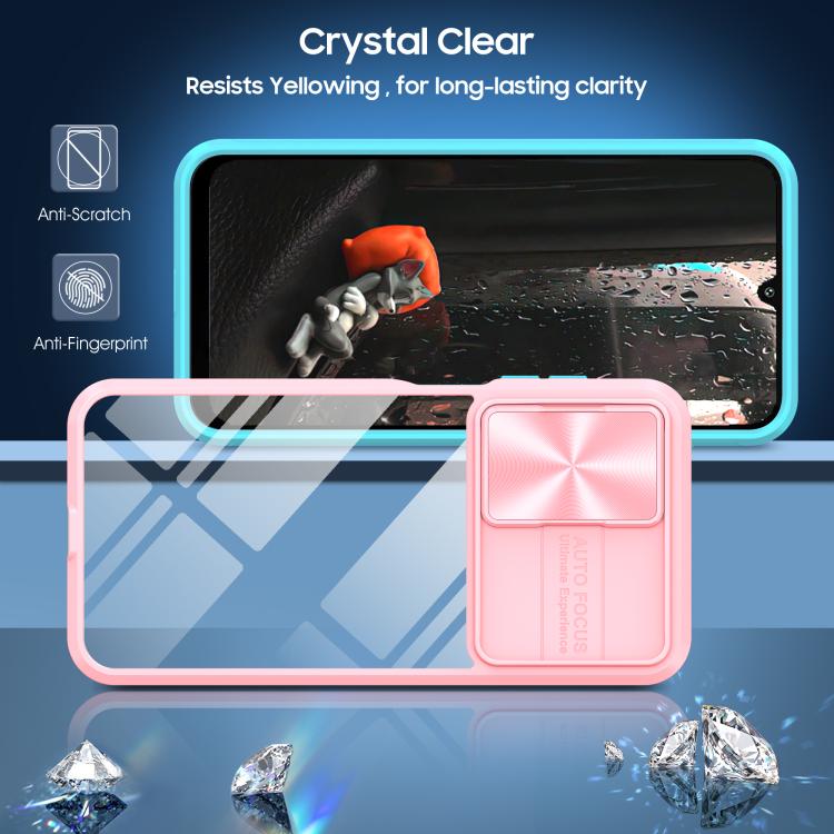 For Samsung Galaxy A16 5G Clear Acrylic + PC + TPU Lens Sliding Cover Full Coverage Phone Case