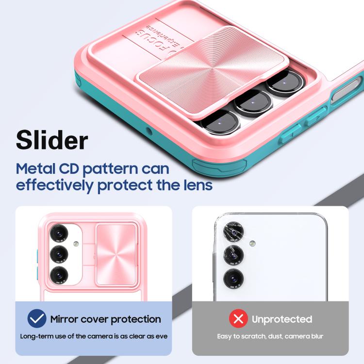 For Samsung Galaxy A16 5G Clear Acrylic + PC + TPU Lens Sliding Cover Full Coverage Phone Case