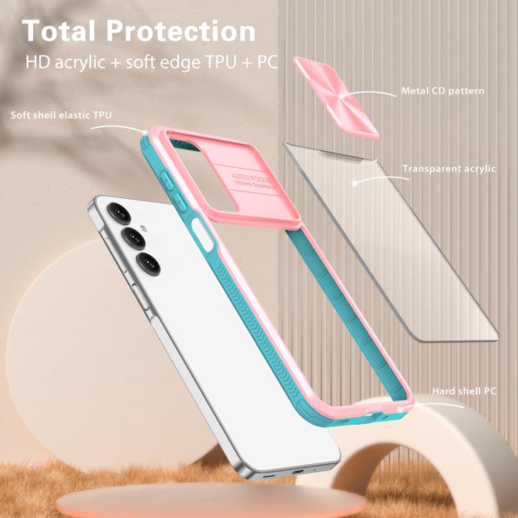 For Samsung Galaxy A16 5G Clear Acrylic + PC + TPU Lens Sliding Cover Full Coverage Phone Case