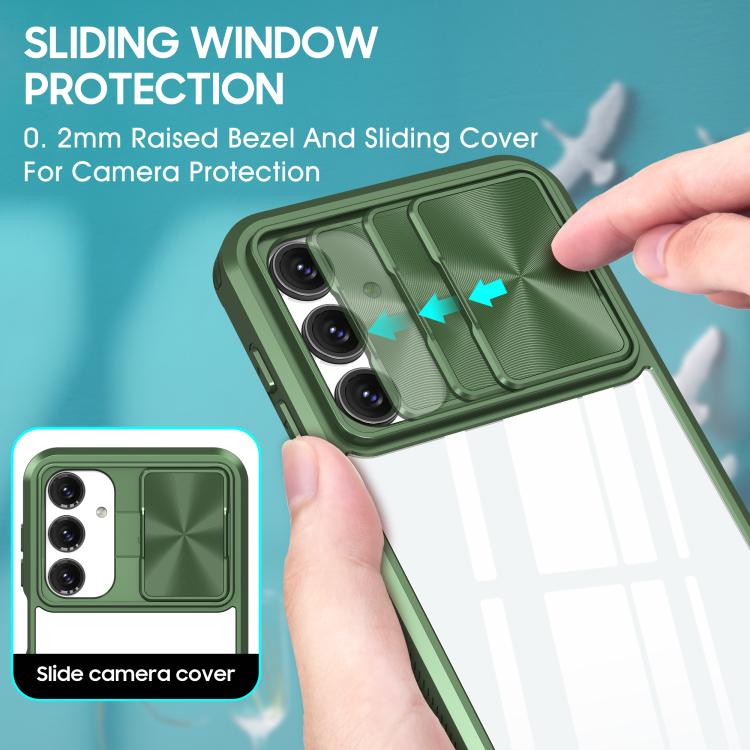 For Samsung Galaxy A16 5G Clear Acrylic + PC + TPU Lens Sliding Cover Full Coverage Phone Case