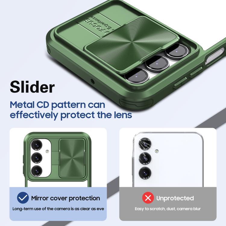 For Samsung Galaxy A16 5G Clear Acrylic + PC + TPU Lens Sliding Cover Full Coverage Phone Case