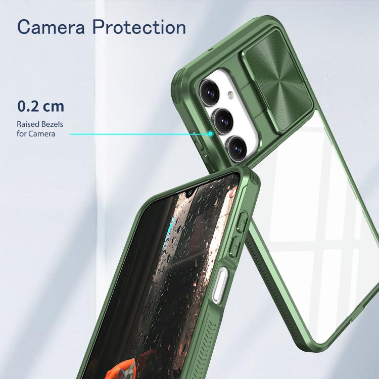 For Samsung Galaxy A16 5G Clear Acrylic + PC + TPU Lens Sliding Cover Full Coverage Phone Case