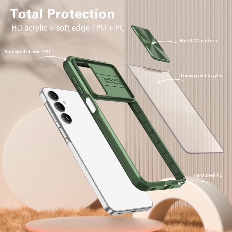 For Samsung Galaxy A16 5G Clear Acrylic + PC + TPU Lens Sliding Cover Full Coverage Phone Case