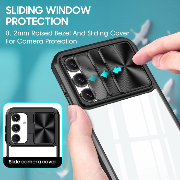 For Samsung Galaxy A16 5G Clear Acrylic + PC + TPU Lens Sliding Cover Full Coverage Phone Case