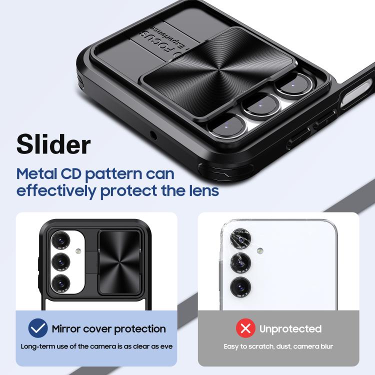 For Samsung Galaxy A16 5G Clear Acrylic + PC + TPU Lens Sliding Cover Full Coverage Phone Case