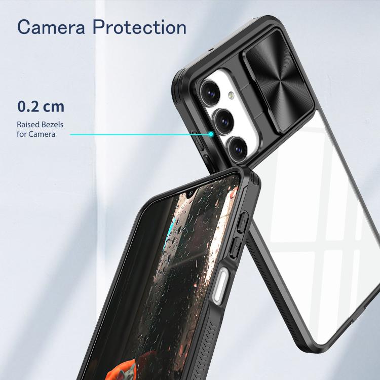 For Samsung Galaxy A16 5G Clear Acrylic + PC + TPU Lens Sliding Cover Full Coverage Phone Case