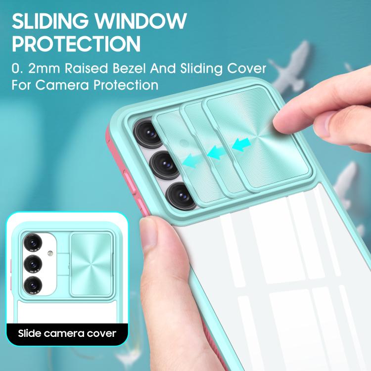 For Samsung Galaxy A16 5G Clear Acrylic + PC + TPU Lens Sliding Cover Full Coverage Phone Case