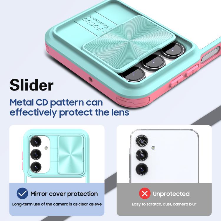 For Samsung Galaxy A16 5G Clear Acrylic + PC + TPU Lens Sliding Cover Full Coverage Phone Case