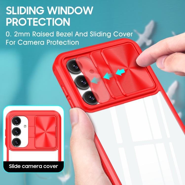 For Samsung Galaxy A16 5G Clear Acrylic + PC + TPU Lens Sliding Cover Full Coverage Phone Case