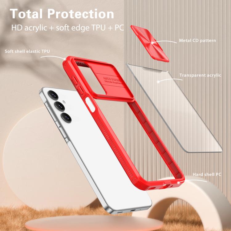 For Samsung Galaxy A16 5G Clear Acrylic + PC + TPU Lens Sliding Cover Full Coverage Phone Case