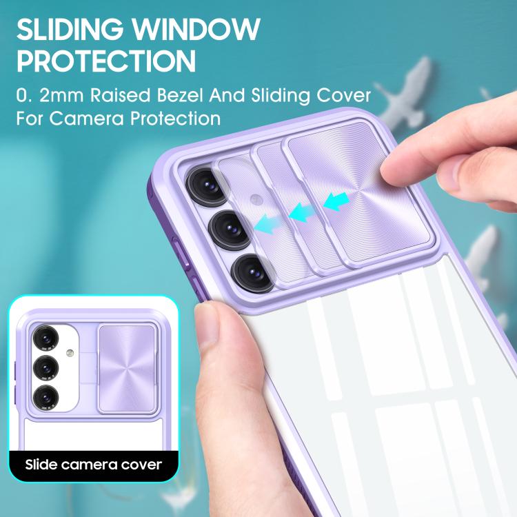 For Samsung Galaxy A16 5G Clear Acrylic + PC + TPU Lens Sliding Cover Full Coverage Phone Case
