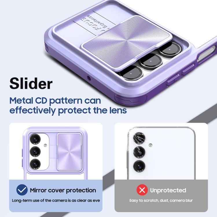 For Samsung Galaxy A16 5G Clear Acrylic + PC + TPU Lens Sliding Cover Full Coverage Phone Case