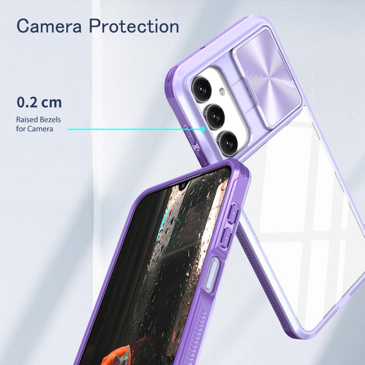 For Samsung Galaxy A16 5G Clear Acrylic + PC + TPU Lens Sliding Cover Full Coverage Phone Case