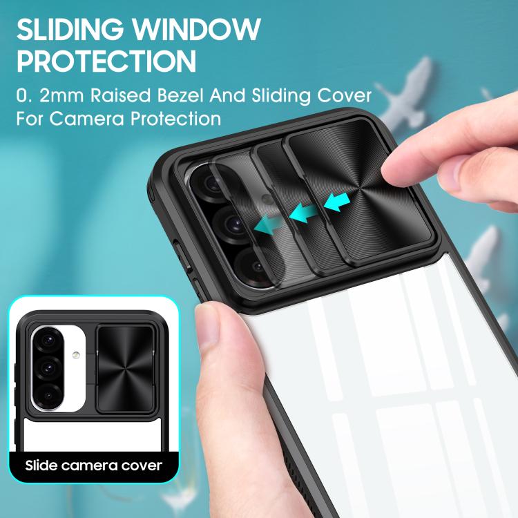 For Samsung Galaxy A56 5G / A36 5G Clear Acrylic + PC + TPU Lens Sliding Cover Full Coverage Phone Case