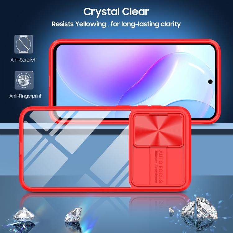 For Samsung Galaxy A56 5G / A36 5G Clear Acrylic + PC + TPU Lens Sliding Cover Full Coverage Phone Case