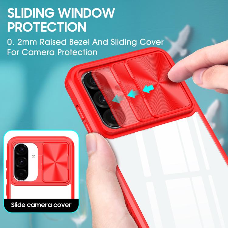 For Samsung Galaxy A56 5G / A36 5G Clear Acrylic + PC + TPU Lens Sliding Cover Full Coverage Phone Case