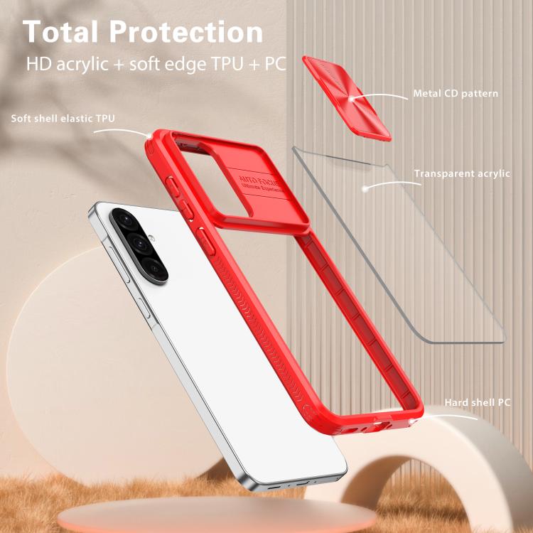 For Samsung Galaxy A56 5G / A36 5G Clear Acrylic + PC + TPU Lens Sliding Cover Full Coverage Phone Case