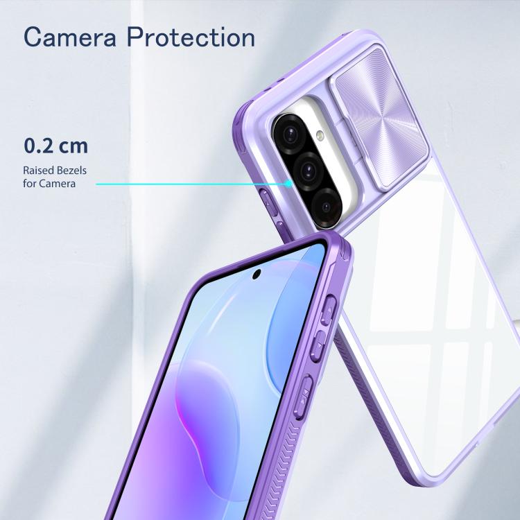 For Samsung Galaxy A56 5G / A36 5G Clear Acrylic + PC + TPU Lens Sliding Cover Full Coverage Phone Case