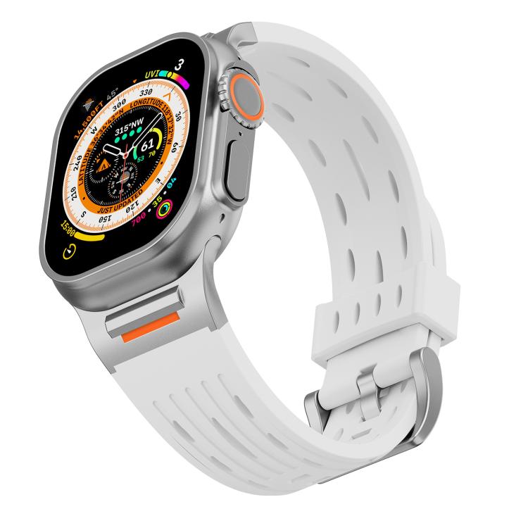 For Apple Watch 46mm / 49mm / 45mm / 44mm Tuobuzhe Oval Holes Silicone Watch Band