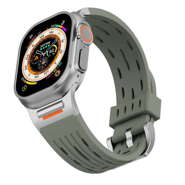 For Apple Watch 46mm / 49mm / 45mm / 44mm Tuobuzhe Oval Holes Silicone Watch Band