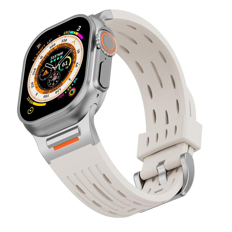 For Apple Watch 46mm / 49mm / 45mm / 44mm Tuobuzhe Oval Holes Silicone Watch Band
