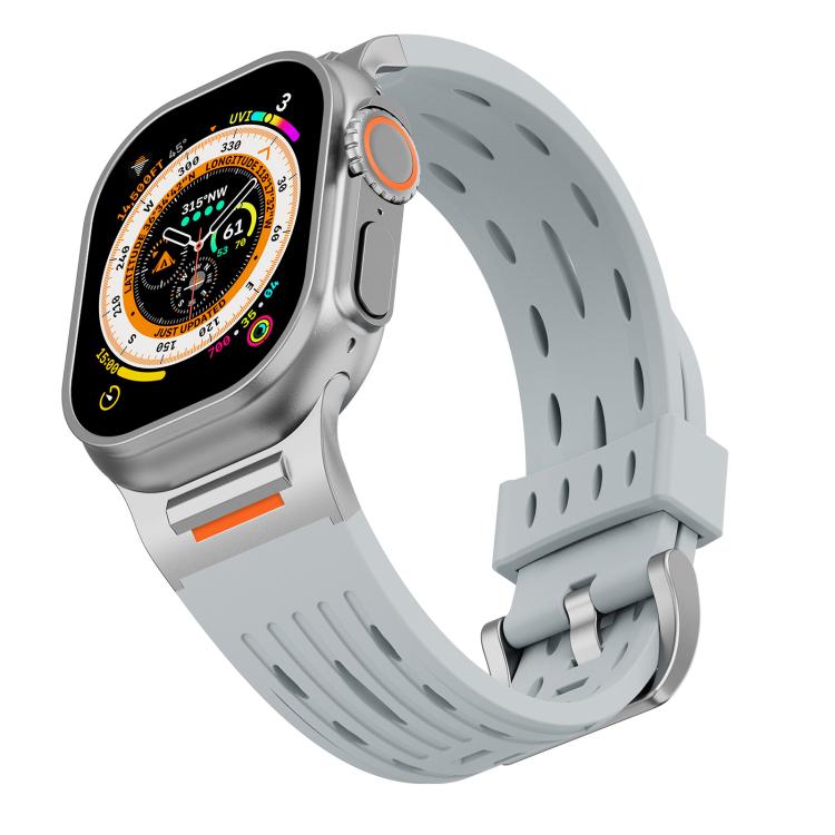 For Apple Watch 46mm / 49mm / 45mm / 44mm Tuobuzhe Oval Holes Silicone Watch Band