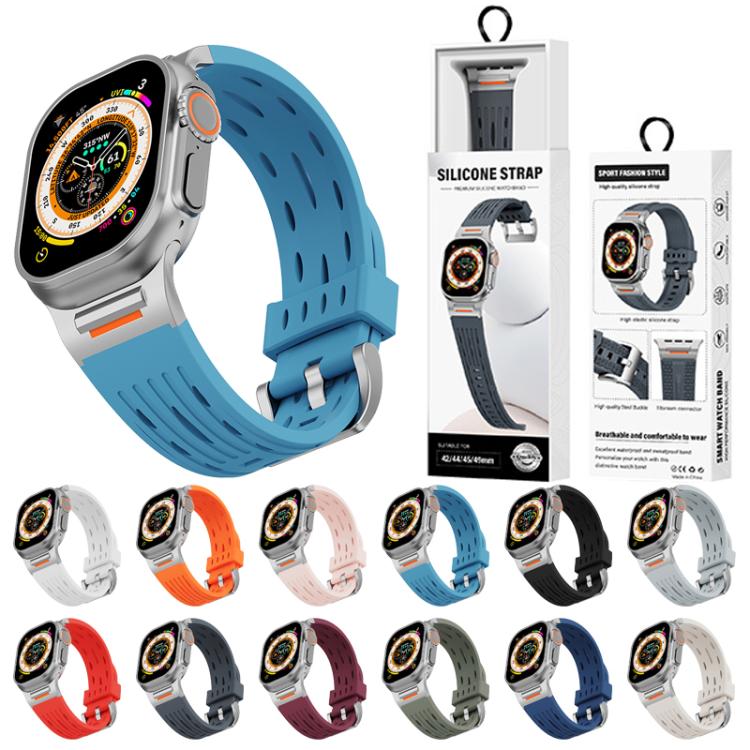 For Apple Watch 42mm / 41mm / 40mm / 38mm Tuobuzhe Oval Holes Silicone Watch Band