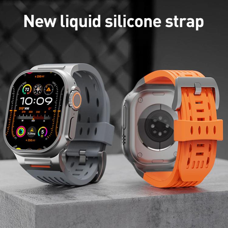 For Apple Watch 46mm / 49mm / 45mm / 44mm Tuobuzhe Oval Holes Silicone Watch Band