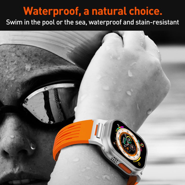 For Apple Watch 46mm / 49mm / 45mm / 44mm Tuobuzhe Oval Holes Silicone Watch Band