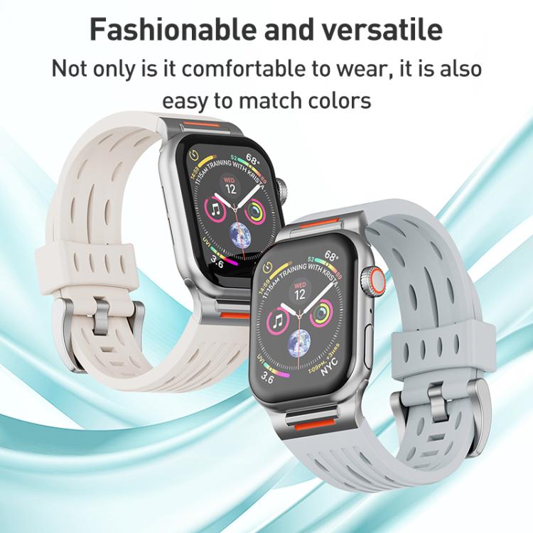 For Apple Watch 46mm / 49mm / 45mm / 44mm Tuobuzhe Oval Holes Silicone Watch Band