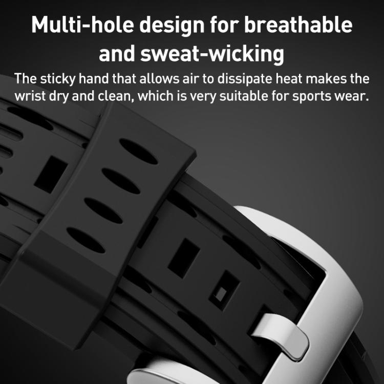 For Apple Watch 46mm / 49mm / 45mm / 44mm Tuobuzhe Oval Holes Silicone Watch Band