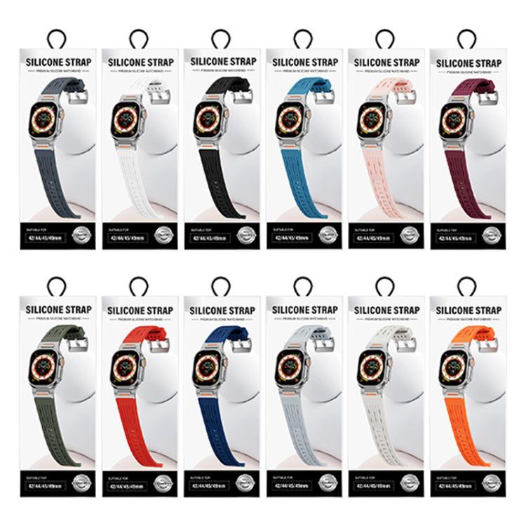 For Apple Watch 46mm / 49mm / 45mm / 44mm Tuobuzhe Oval Holes Silicone Watch Band